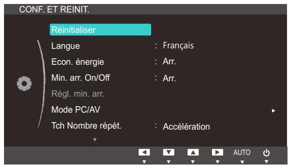 SAMSUNG SYNCMASTER S27B350H - Initialisation des paramètres (Réinitialiser) - 1