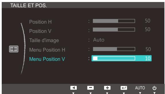 SAMSUNG SYNCMASTER S27B350H - Configuration des fonctions Menu Position H et Menu Position V - 2