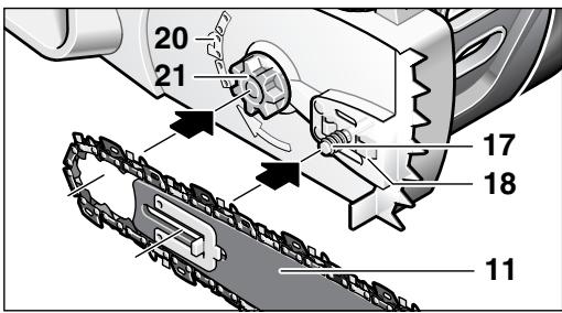 BOSCH AKE35-18S - A Montage du guide et de la chaine - 4