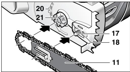 BOSCH AKE 30LI - A Montagem da serra e da corrente de serra - 3