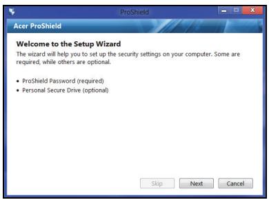 ACER TRAVELMATE P253-E-B8304G50MNKS - Setting up ProShield - 2