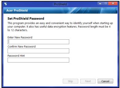 ACER TRAVELMATE P253-E-B8304G50MNKS - Configurer ProShield - 3