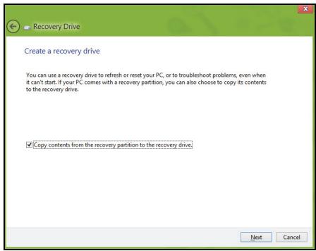 ACER TRAVELMATE P253-E-B8304G50MNKS - Creating a recovery backup - 2