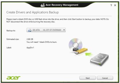 ACER TRAVELMATE P253-E-B8304G50MNKS - Créer la sauvégarde des pilotes et des applications - 3