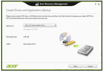 ACER TRAVELMATE P253-E-B8304G50MNKS - Créer la sauvégarde des pilotes et des applications - 2
