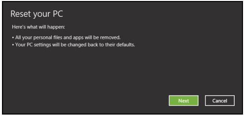 ACER TRAVELMATE P253-E-B8304G50MNKS - The Reset your PC window opens. - 1
