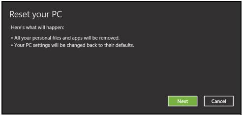 ACER TRAVELMATE P253-M-32344G50MNKS - Caution: 'Restore Factory Settings' will erase all files on your hard drive. - 1