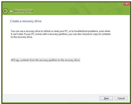 ACER TRAVELMATE P253-M-32344G50MNKS - Creating a recovery backup - 2