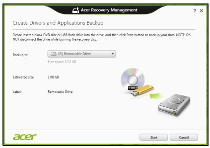 ACER ASPIRE V3-571G-53236G75MAKK - Klöpsake käsul Loo draiverite ja rakenduste varukoopia. - 1