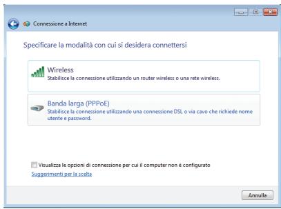 ASUS EEEBOX PC EB1033-B012G - Selezionare Banda larga (PPPoE) e cliccare Avanti. - 1