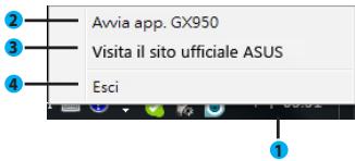 ASUS GX950 - Menu Barra delle Applicazioni - 1