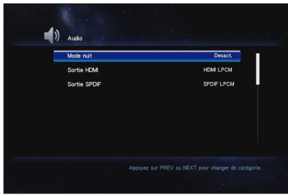 ASUS O!PLAY MINI PLUS - Pour configurer les paramètres de lecture audio à partir du menu réglages : - 1