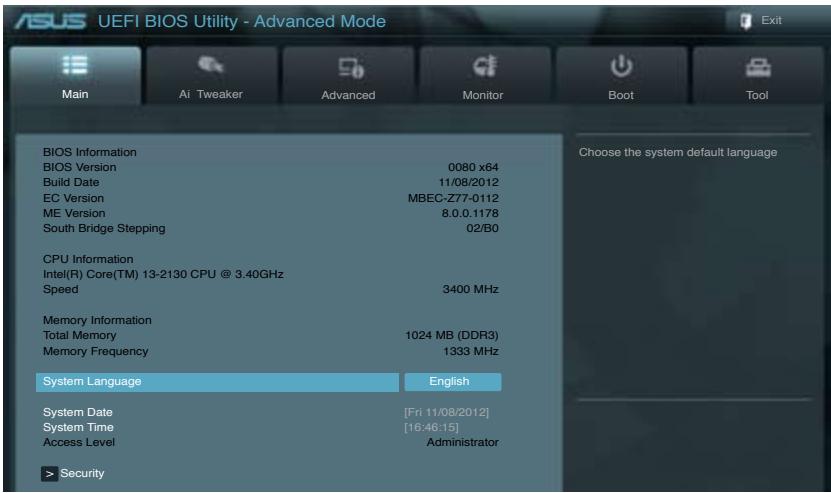 ASUS P8Z77-M - Menu Main (Principal) - 1