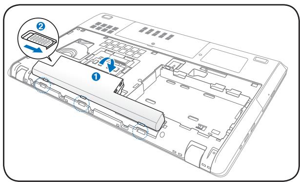 ASUS R900VJ-YZ006H - To install the battery pack: - 1