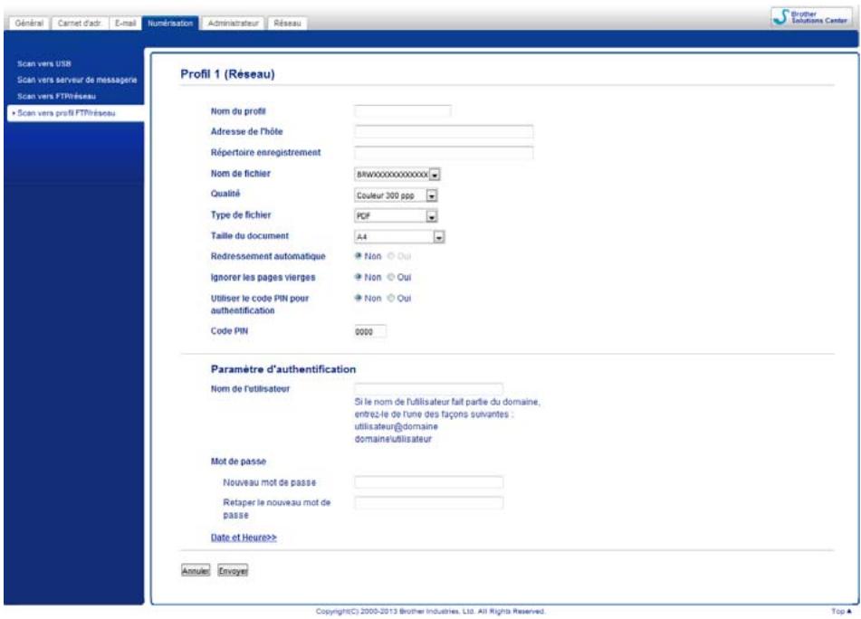 BROTHER ADS1100WUN1 - Configuration des paramètres de Numérisation vers réseau par défaut - 1
