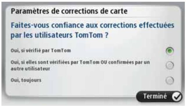 TOMTOM GO LIVE 1000 - Preférences de correction - 1