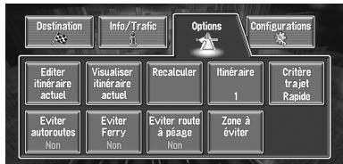 PIONEER AVIC-X1R) - Modification des conditions de calcul de l'itinéraire - 1