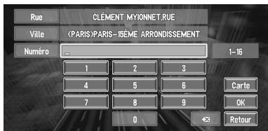 PIONEER AVIC-X1R) - Entrez le numéro de maison et effleurez "OK". - 1