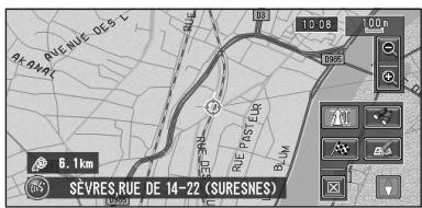 PIONEER AVIC-X1R) - Lorsque la carte est affichee, effleurez brievement n'importe quelle partie de la carte. - 1