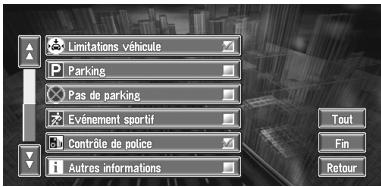 PIONEER AVIC-X1R) - Sélection des informations de traffic à afficher - 2