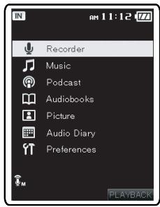 OLYMPUS DM-5 - Affichage du menu [Home] - 1