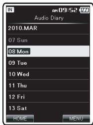 OLYMPUS DM-5 - Appuyez sur la touche + ou - pour selectionner [DISPLAY], puis appuyez sur la touche OK. - 2