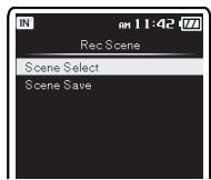 OLYMPUS DM-5 - Sélectionnez [Scene Select] ou [Scene Save]. - 2