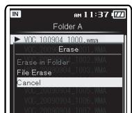 OLYMPUS DM-5 - Quand l'enregistreur est en mode d'arrêt, appuyez sur la touche F2 (ERASE). - 2