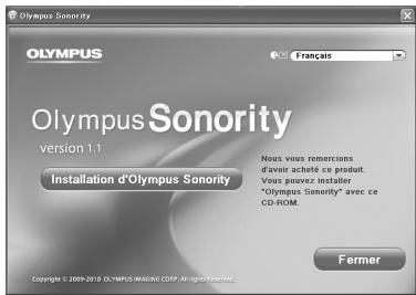 OLYMPUS DM-5 - Lorsque [Olympus Sonority Setup] est cliqué, la fénètre Ouvrir le programme d'installation démarre. Suivez les instructions de l'assistant d'installation. - 1