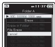 OLYMPUS DM-5 - Quand l'enregistreur est en mode d'arrêt, appuyez sur la touche F2 (ERASE). - 2
