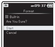 OLYMPUS DM-650 - Appuyez sur la touche + pour sélectionner [Start], puis appuyez sur la touche OK. - 2
