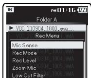 OLYMPUS DM-650 - Réglages du menu pendant l'enregistrement, la lecture, et l'arrêt - 8