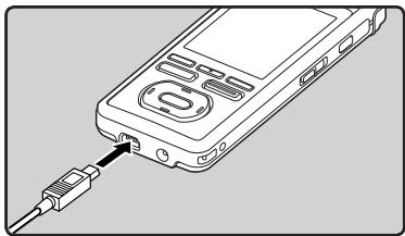 OLYMPUS DM-650 - Branchez l'appareil à l'adaptateur AC de connexion USB (facultatif) pour charger - 1