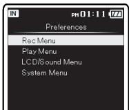 OLYMPUS DM-650 - Effectuer des réglages de [Preferences] dans le menu [Home] - 4