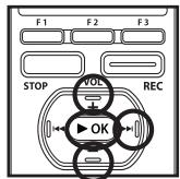 OLYMPUS DM-650 - Appuyez sur la touche + ou - pour selectionner l'élément à configurer, puis appuyez sur la touche  OK ou  I. - 1