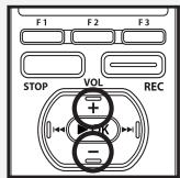 OLYMPUS DM-650 - Appuyez sur la touche + ou - configurer l'élément. - 1