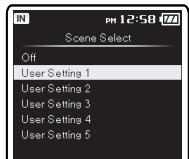 OLYMPUS DM-650 - Lorsque [Scene Select] est selectionné: - 2