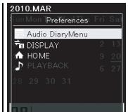 OLYMPUS DM-650 - Dans l'affichage du calendrier, appuyez sur F3 (MENU). - 2