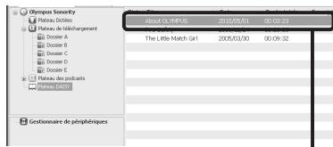OLYMPUS DM-650 - Dans la liste, cliquez sur le titre que vous souhaitez dire. - 1