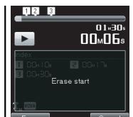 OLYMPUS DM-650 - A la position de démarrage de la suppression partielle, appuyez sur le bouton Fn (ERASE). - 2