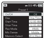 OLYMPUS DM-650 - Appuyez sur la touche + ou - pour selectionner l'élément à configurer, puis appuyez sur la touche  OK ou  I. - 2