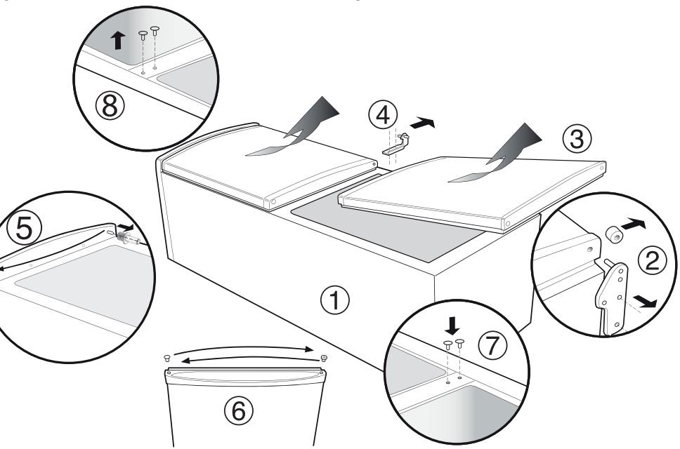 INDESIT CAA55 - Wiederanbringen der Türen - 1