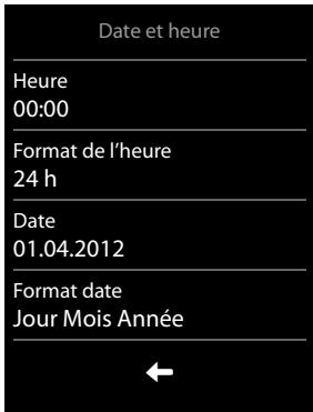 GIGASET S820 - Réglage du format d'heure/de la fourchette de dates - 1