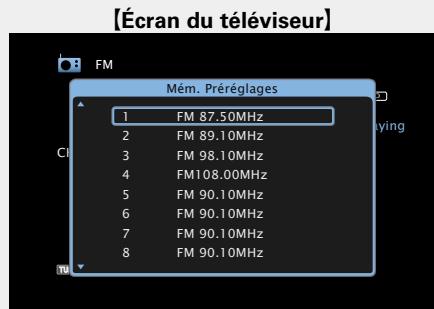 DENON AVR-3313 - Utilisez ou 0 - 9 pour selectionner la chaîne à préregler, puis appuyez sur ENTER. - 1