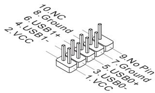 MSI B85-G43 - JUSB1~2: connecteurs d'extension USB 2.0 - 2