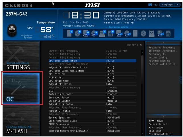 MSI B85M-G43 - OC-Menu - 1