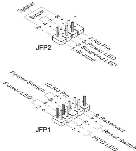 MSI Z77A-GD80 - JFP1, JFP2: Front Panel Connectors - 2