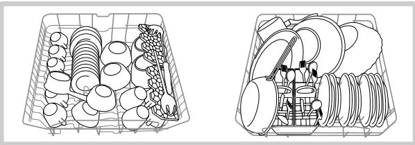 HOTPOINT-ARISTON LDF12314EEU - Loading examples for the upper/ lower rack - 1
