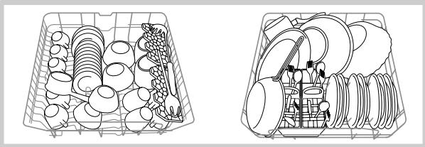 HOTPOINT-ARISTON LDF12314EEU - Exemples de chargement du panier supérieur/ inférieur - 1