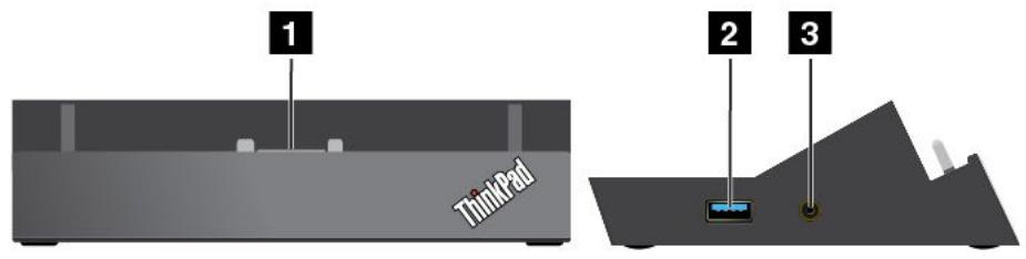 LENOVO THINKPAD 10 (20C1000MFR) - Vue avant et du côté gauche de la station d'accueil - 1